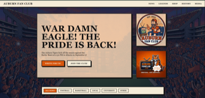 Auburn Fan Club Homepage Preview